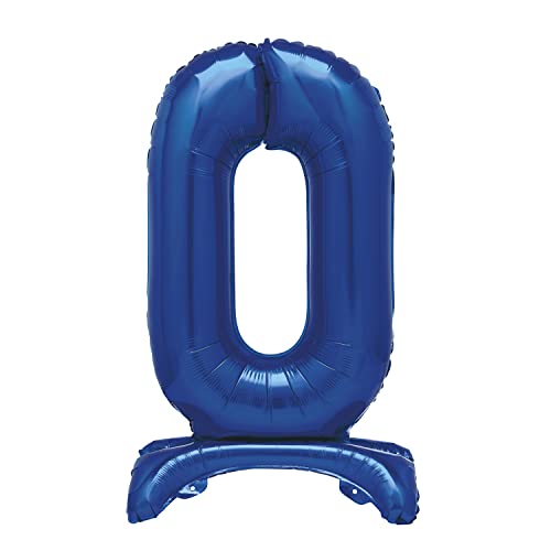 Unique Party 12880 - Riesen Stehen Nummer 0 Ballon - 76 cm - Blau von Unique