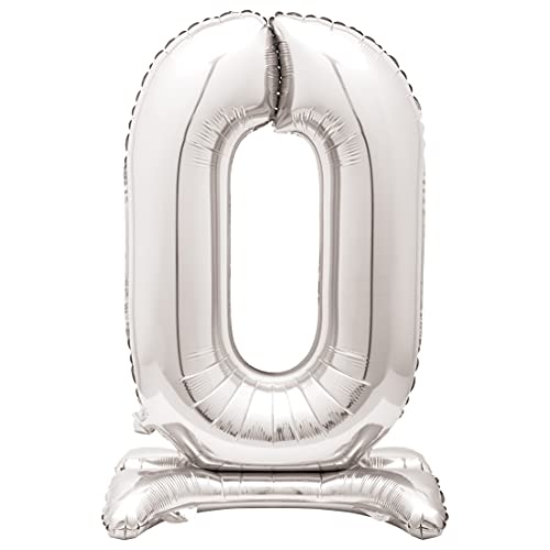 Unique Party 59580 - Riesen Stehen Nummer 0 Ballon - 76 cm - Silber Unique Party 59580 - Riesen Stehen Nummer 0 Ballon - 76 cm - Silber von Unique