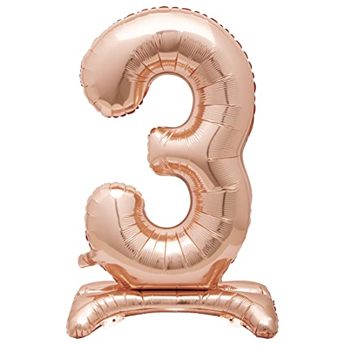 Unique Party 59593 - Riesen Stehen Nummer 3 Ballon - 76 cm - Roségold Unique Party 59593 - Riesen Stehen Nummer 3 Ballon - 76 cm - Roségold von Unique