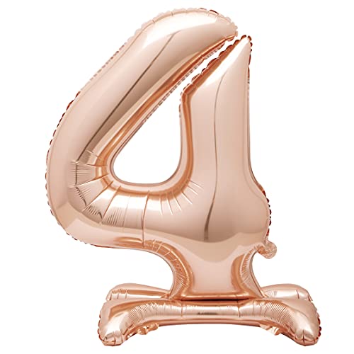 Unique Party 59594 - Riesen Stehen Nummer 4 Ballon - 76 cm - Roségold Unique Party 59594 - Riesen Stehen Nummer 4 Ballon - 76 cm - Roségold von Unique