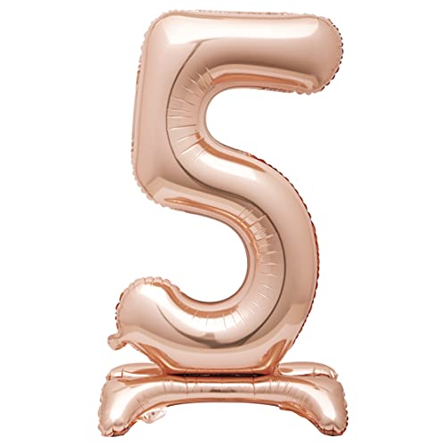 Unique Party 59595 - Riesen Stehen Nummer 5 Ballon - 76 cm - Roségold Unique Party 59595 - Riesen Stehen Nummer 5 Ballon - 76 cm - Roségold von Unique