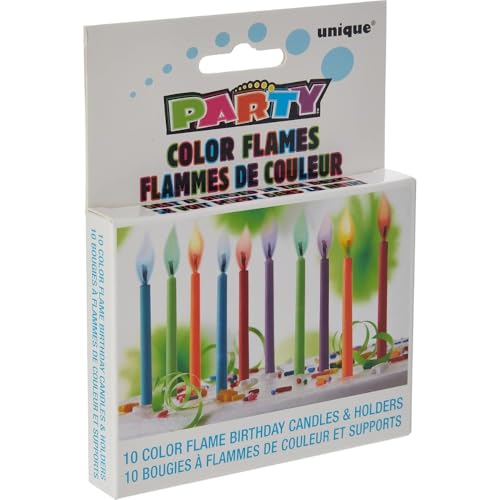 Unique Party Supplies 34099 Geburtstagskerzen und -halter - Farbige Flamme - 10er-Packung Unique Party Supplies 34099 Geburtstagskerzen und -halter - Farbige Flamme - 10er-Packung von Unique