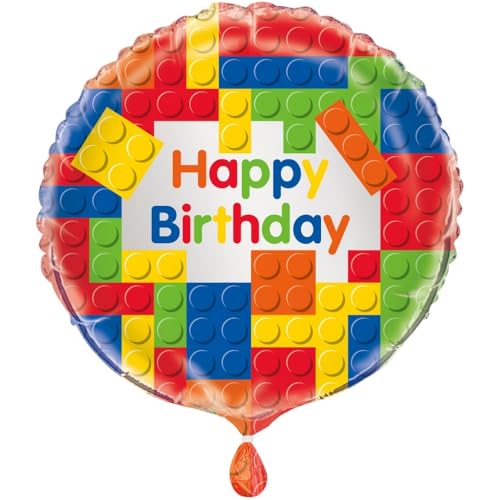 Unique Party Supplies 58247 Folien-Geburtstags-Luftballon - 45 cm - Geburtstagsfeier Bausteine, 18" von Unique