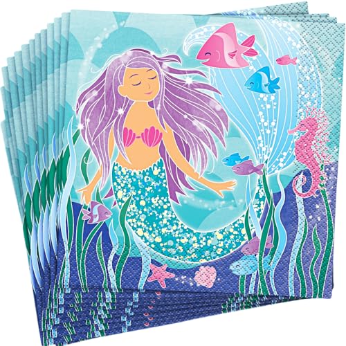 Unique Party Supplies 58322 Papierservietten - 16,5 cm - Meerjungfrauenparty - Packung mit 16 Stück Unique Party Supplies 58322 Papierservietten - 16,5 cm - Meerjungfrauenparty - Packung mit 16 Stück von Unique