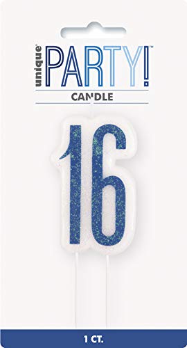 Unique Party Supplies 83877 Kerze zum 16. Geburtstag - Glitzer Blau & Silber Geburtstag Unique Party Supplies 83877 Kerze zum 16. Geburtstag - Glitzer Blau & Silber Geburtstag von Unique