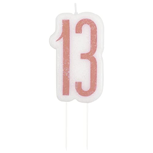 Unique Party Supplies 84980 Kerze zum 13. Geburtstag - Glitzer-Roségold-Geburtstag Unique Party Supplies 84980 Kerze zum 13. Geburtstag - Glitzer-Roségold-Geburtstag von Unique