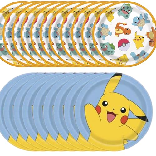 Unique Pokémon Geburtstagsparty-Zubehör, 16 Lunch-Teller und 16 Dessertteller Unique Pokémon Geburtstagsparty-Zubehör, 16 Lunch-Teller und 16 Dessertteller von Unique