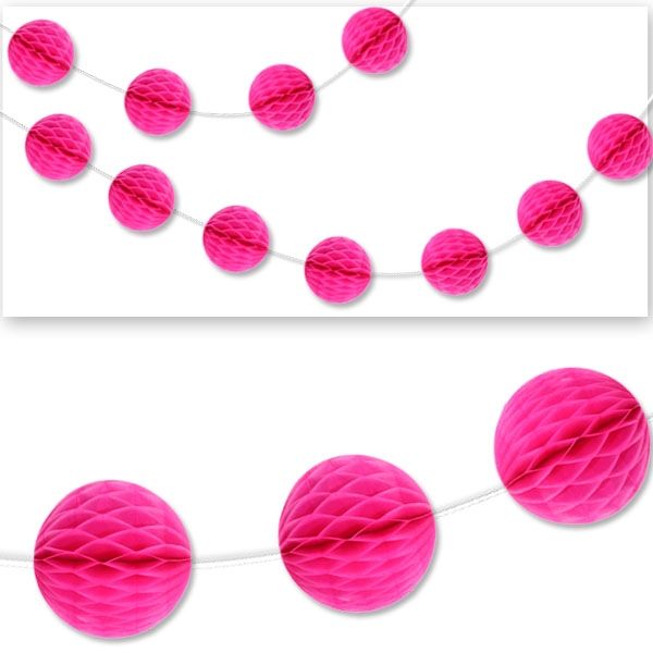 Wabenball Girlande in Pink, bildschöne Wabendeko für Mädchen, 2,13m Wabenball Girlande in Pink, bildschöne Wabendeko für Mädchen, 2,13m von Unique