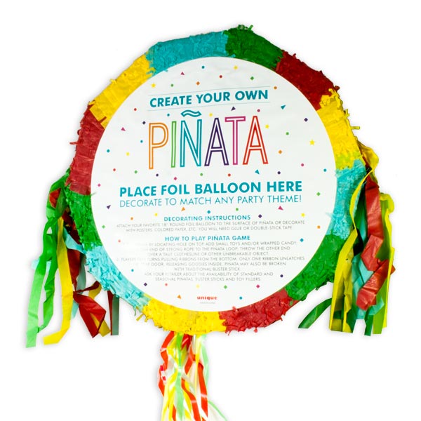Zugpinata selbst dekorieren 45 cm, z.B. runden Folienballon aufkleben von Unique
