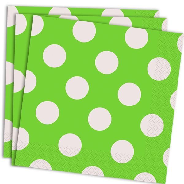 gepunktete Servietten in Grün mit weißen Punkten, 16er Pack, 33 cm gepunktete Servietten in Grün mit weißen Punkten, 16er Pack, 33 cm von Unique