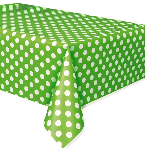 grüne Tischdecke mit weißen Punkten aus Folie, 1,4 × 2,7 m, abwischbar grüne Tischdecke mit weißen Punkten aus Folie, 1,4 × 2,7 m, abwischbar von Unique