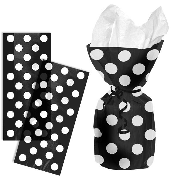 schwarze Tütchen gepunktet, 20&nbsp;Geschenktüten aus transparenter Kunststofffolie von Unique
