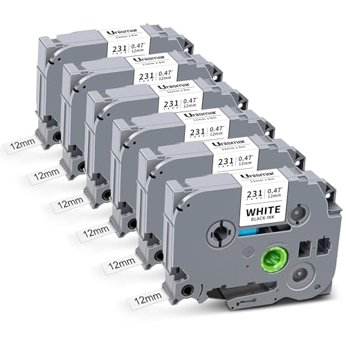 Tze Schriftband, 12 mm, 0,47, laminiert, weiß, kompatibel mit Brother Tze-231 Tz-231 Tz Klebeband, funktioniert für Ptouch PTD220, PTD210, PTH110, PTH111, PTD600, PTD200, PTD410, Schwarz auf Weiß Tze Schriftband, 12 mm, 0,47, laminiert, weiß, kompatibel mit Brother Tze-231 Tz-231 Tz Klebeband, funktioniert für Ptouch PTD220, PTD210, PTH110, PTH111, PTD600, PTD200, PTD410, Schwarz auf Weiß von Unismar