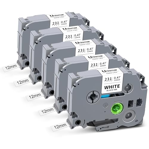 Unismar TZ Schriftband, 12 mm, 0,47 laminiert, weiß, kompatibel mit Brother P Touch Schriftband, TZe-231, TZe231, TZe-2312pk, 1,27 cm Nachfüllpackungen für Ptouch PT-D220, D210, D610BT, D200, 1280 Unismar TZ Schriftband, 12 mm, 0,47 laminiert, weiß, kompatibel mit Brother P Touch Schriftband, TZe-231, TZe231, TZe-2312pk, 1,27 cm Nachfüllpackungen für Ptouch PT-D220, D210, D610BT, D200, 1280 von Unismar