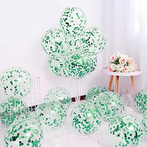 Unisun Konfetti Luftballons, 20 Stück Grün Pailletten Ballons Set 12" Zoll Latex Party Ballon für Geburtstag Hochzeit Baby Shower Jubiläum Feiern Partydekorationen von Unisun