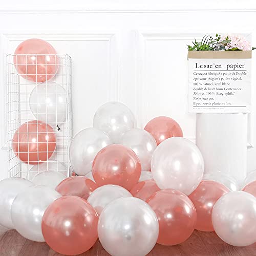 20er Pack Rose Gold Ballons, Weiße Latex Ballons Rosegold Ballons, Party Ballons für Hochzeit Baby Shower Abschluss Verlobung Geburtstag Party Dekorationen von Unisun