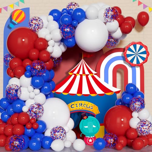 Blau Rot Weiß Luftballons Bogen Set, 137 Stück Blau Rot Weiß Latex Ballons, Girlande Mit Konfetti Luftballons Für Jungen Geburtstag Royal Circus Union Jack Nautisches Thema Karneval Party Dekoration von Unisun