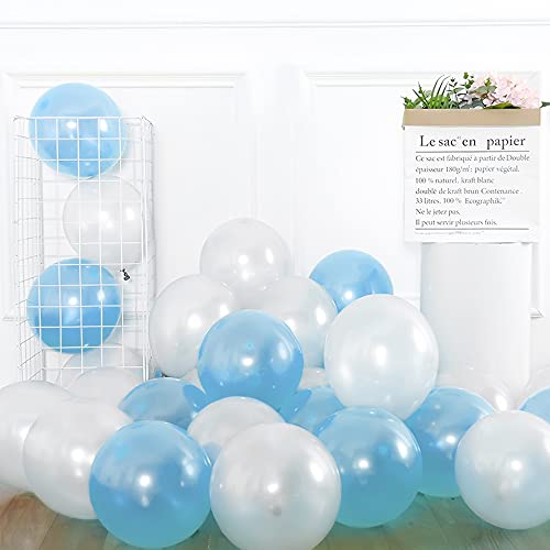 Blaue und weiße Luftballons, 20 Stück Himmelblaue Latexballons Weiße Luftballons, Partyballons für Hochzeit Abschlussfeier Engagement Babyparty Geburtstagsfeier Dekorationen von Unisun