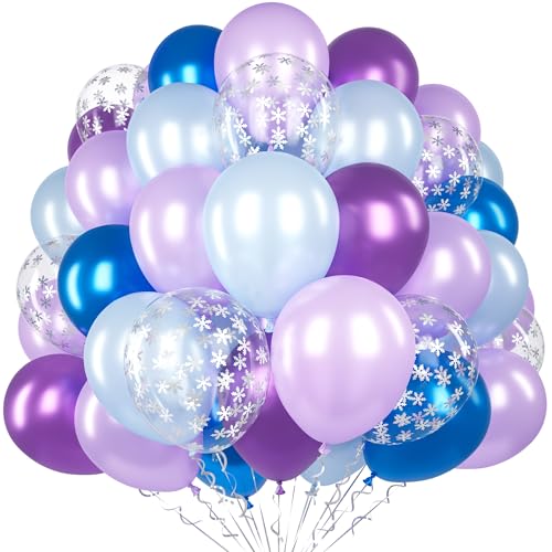 Frozen Luftballon, 60 Stück 12 Zoll Metallic Blau Lila Latex Ballon Set mit 2 Bändern und Schneeflocke Konfetti Ballons für Mädchen Prinzessin Geburtstag Frozen Thema Party Deko Baby Shower Jubiläum Frozen Luftballon, 60 Stück 12 Zoll Metallic Blau Lila Latex Ballon Set mit 2 Bändern und Schneeflocke Konfetti Ballons für Mädchen Prinzessin Geburtstag Frozen Thema Party Deko Baby Shower Jubiläum von Unisun
