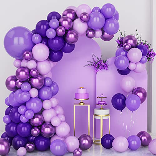 Lila Luftballons Set, 128 Teiliges Dunkel Pastell Lila Ballonbogen Girlanden Set Mit Metallischen Lila Luftballons, Lila Latex Ballons Für Mädchen Baby Party Hochzeitsfeier Jubiläums Dekorationen Lila Luftballons Set, 128 Teiliges Dunkel Pastell Lila Ballonbogen Girlanden Set Mit Metallischen Lila Luftballons, Lila Latex Ballons Für Mädchen Baby Party Hochzeitsfeier Jubiläums Dekorationen von Unisun