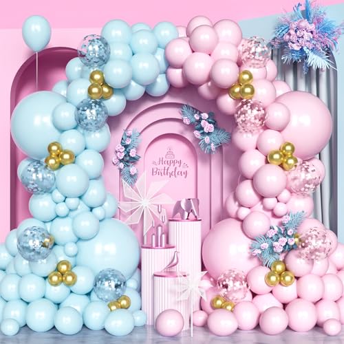 Rosa Blaue Luftballon Bogen Kit, 125 Pcs Pastell Rosa Blaue Ballons Girlande mit Konfetti Ballons Metallischer Gold ballon für Geschlecht Soffenbarung Jungen Mädchen Baby Shower Geburtstag Party Deko Rosa Blaue Luftballon Bogen Kit, 125 Pcs Pastell Rosa Blaue Ballons Girlande mit Konfetti Ballons Metallischer Gold ballon für Geschlecht Soffenbarung Jungen Mädchen Baby Shower Geburtstag Party Deko von Unisun