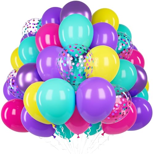 Rosa Blaue Lila Luftballon, 60 Stück 12 Zoll Verschiedene Farbe Regenbogen Latex Ballon Set mit Heiße Rosa Lila Blau Gelben Konfetti Ballons für Geburtstag Baby Shower Jubiläum Karneval Party Deko Rosa Blaue Lila Luftballon, 60 Stück 12 Zoll Verschiedene Farbe Regenbogen Latex Ballon Set mit Heiße Rosa Lila Blau Gelben Konfetti Ballons für Geburtstag Baby Shower Jubiläum Karneval Party Deko von Unisun