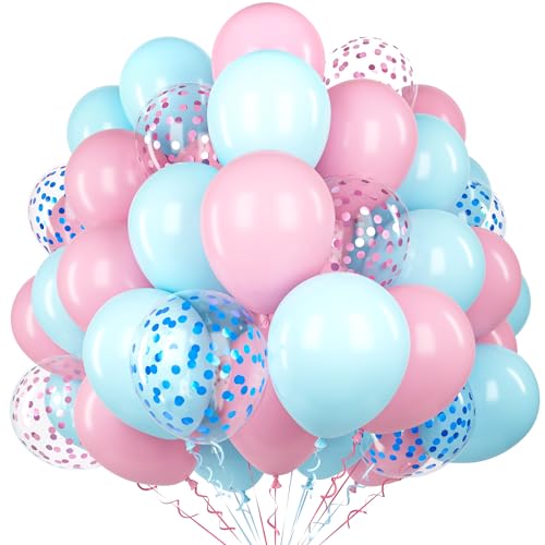 Rosa Blaue Luftballon, 60 Stück 12 Zoll Pastell Rosa Blau Latex Ballon Set mit 2 Bändern & Konfetti Ballons für Jungen oder Mädchen Geburtstag Baby Shower Jubiläum Verlobung Gender Reveal Party Deko Rosa Blaue Luftballon, 60 Stück 12 Zoll Pastell Rosa Blau Latex Ballon Set mit 2 Bändern & Konfetti Ballons für Jungen oder Mädchen Geburtstag Baby Shower Jubiläum Verlobung Gender Reveal Party Deko von Unisun