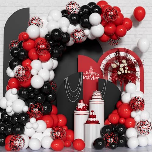 Rot Schwarz Weiß Luftballons Girlanden bogen Set, 148 PCS Rot Schwarz Weiß ballon Bogen Set mit Konfetti Ballons für Jungen Mädchen Partys Geburtstage Jahrestage Rennwagen Pokerkarten Dekorations Rot Schwarz Weiß Luftballons Girlanden bogen Set, 148 PCS Rot Schwarz Weiß ballon Bogen Set mit Konfetti Ballons für Jungen Mädchen Partys Geburtstage Jahrestage Rennwagen Pokerkarten Dekorations von Unisun