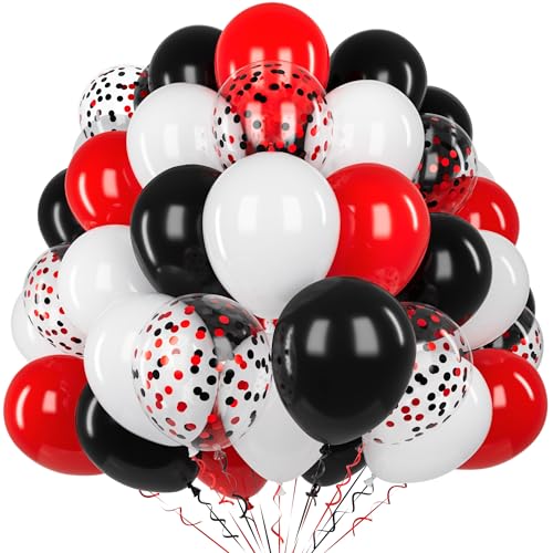 Schwarze Rote Luftballon, 60 Stück 12 Zoll Matte Schwarz Rot Weiß Latex Ballon Set mit 2 Bändern und Konfetti Ballons für Jungen Mädchen Männer Frauen Geburtstag Hochzeit Jubiläum Casino Party Deko Schwarze Rote Luftballon, 60 Stück 12 Zoll Matte Schwarz Rot Weiß Latex Ballon Set mit 2 Bändern und Konfetti Ballons für Jungen Mädchen Männer Frauen Geburtstag Hochzeit Jubiläum Casino Party Deko von Unisun