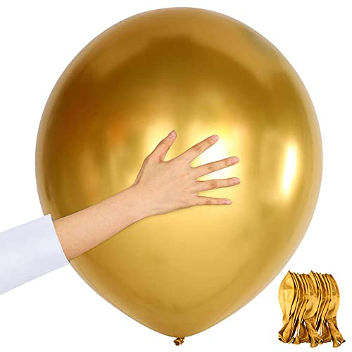 Unisun 18 Zoll Metallic Ballons, 10 PCS Dick Chrom Metallic Gold Ballons Helium Glänzender Ballon für Geburtstag Baby Shower Hochzeitstag Festival Karneval Partydekorationen (Gold) von Unisun