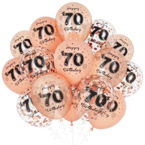 Unisun 70. Geburtstag Luftballons, 70 Jahre Geburtstag Dekorationen für Frauen, Happy Birthday Rose Gold 70 Jahrestag Ballons Deko für Geburtstag Party Supplies von Unisun