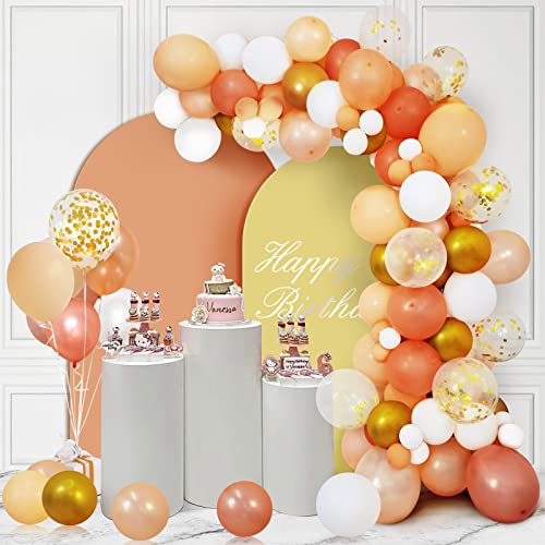 Unisun Ballon Girlande Bogen Kit, 120 Stück Blush Peach Pastell Orange Rose Gold Grau Weiß Ballons Konfetti Metallic Ballons für Hochzeit Brautparty Geburtstag Party Dekoration von Unisun