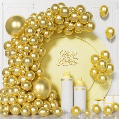 Visun Chrom Gold Luftballons, 101 Stück Metallic Ballons Girlanden Bogen Set, 5/10/12/18 Zoll Gold Latex Ballon für Männer Jungen Abschlussfeier Babyparty Hochzeit Geburtstag Party Jahrestag Deko Visun Chrom Gold Luftballons, 101 Stück Metallic Ballons Girlanden Bogen Set, 5/10/12/18 Zoll Gold Latex Ballon für Männer Jungen Abschlussfeier Babyparty Hochzeit Geburtstag Party Jahrestag Deko von Unisun