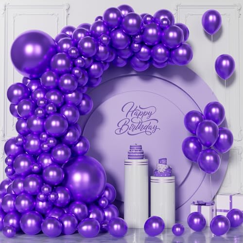 Visun Chrom Lila Luftballons, 101 Stück Metallic Violett Ballon Girlanden Bogen Set, 5/10/12/18 Zoll Lila Latex Ballon Für Männer Jungen Abschlussfeier Babyparty Hochzeit Geburtstag Party Jahrestag Visun Chrom Lila Luftballons, 101 Stück Metallic Violett Ballon Girlanden Bogen Set, 5/10/12/18 Zoll Lila Latex Ballon Für Männer Jungen Abschlussfeier Babyparty Hochzeit Geburtstag Party Jahrestag von Unisun