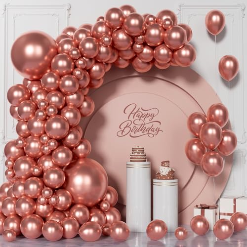 Visun Chrom Rosé Gold Luftballons, 101 Stück Metallic Roségold Ballon Girlanden Bogen Set, 5/10/12/18 Zoll Roségold Ballon Für Männer Jungen Abschlussfeier Hochzeit Geburtstag Party Jahrestag Deko Visun Chrom Rosé Gold Luftballons, 101 Stück Metallic Roségold Ballon Girlanden Bogen Set, 5/10/12/18 Zoll Roségold Ballon Für Männer Jungen Abschlussfeier Hochzeit Geburtstag Party Jahrestag Deko von Unisun