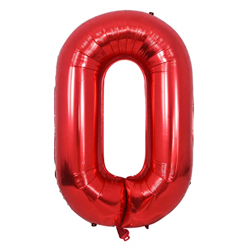 Unisun Geburtstags Zahlen Luftballon, Rot 40 Zoll Große Folie Digital Zahl 0 Ballon für Geburtstagsdeko Jubiläums Party Festival Dekorationen (Rot Nummer 0) von Unisun