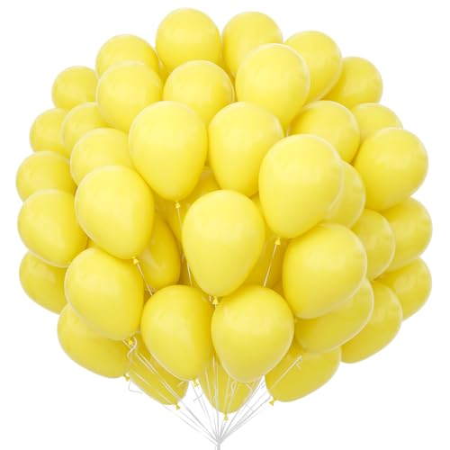 Unisun Gelbe Luftballons 100Pcs, 12 Zoll Matt Gelbe Latex Ballons Pack für Gelbe Thema Ballon Bogen Kit Geburtstag Hochzeit Baby Shower Karneval Veranstaltungen Party Dekorationen von Unisun