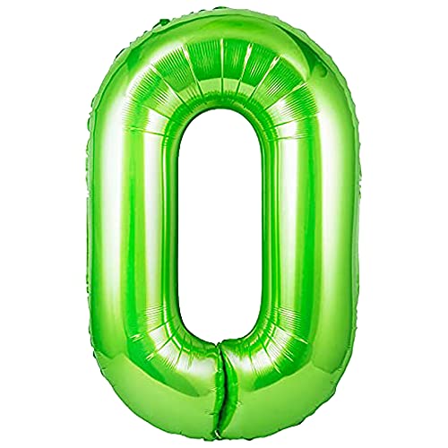 Unisun Grün Luftballon Zahlen 0, 40 Zoll grün aufblasbar große Zahl 0 Folienballon Ziffernballon für Geburtstagsfeier Hochzeitstag Feier Dekoration von Unisun