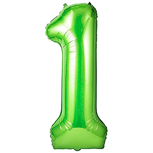 Unisun Grün Luftballon Zahlen 1, 40 Zoll grün aufblasbar große Zahl 1 Folienballon Ziffernballon für Geburtstagsfeier Hochzeitstag Feier Dekoration von Unisun