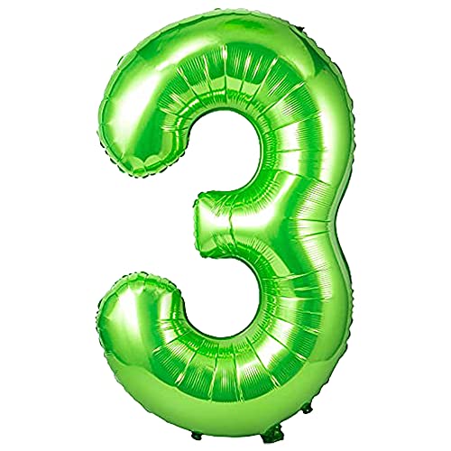 Unisun Grün Luftballon Zahlen 3, 40 Zoll grün aufblasbar große Zahl 3 Folienballon Ziffernballon für Geburtstagsfeier Hochzeitstag Feier Dekoration von Unisun