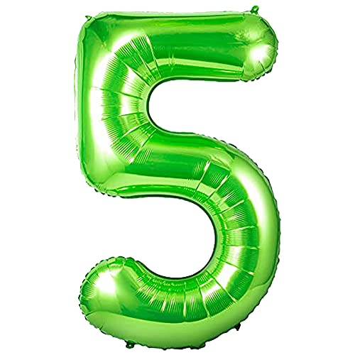 Unisun Grün Luftballon Zahlen 5, 40 Zoll grün aufblasbar große Zahl 5 Folienballon Ziffernballon für Geburtstagsfeier Hochzeitstag Feier Dekoration von Unisun