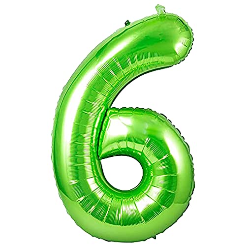 Unisun Grün Luftballon Zahlen 6, 40 Zoll grün aufblasbar große Zahl 6 Folienballon Ziffernballon für Geburtstagsfeier Hochzeitstag Feier Dekoration von Unisun