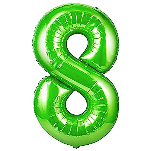 Unisun Grün Luftballon Zahlen 8, 40 Zoll grün aufblasbar große Zahl 8 Folienballon Ziffernballon für Geburtstagsfeier Hochzeitstag Feier Dekoration von Unisun