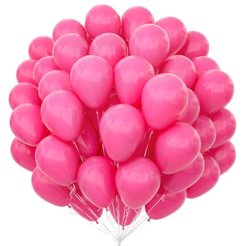 Unisun Heiße Rosa Luftballons 100Pcs, 12 Zoll Matte Rose Rosa Latex Ballons Pack für Rosa Thema Ballon Bogen Kit Geburtstag Hochzeit Baby Shower Karneval Veranstaltungen Party Dekorationen von Unisun