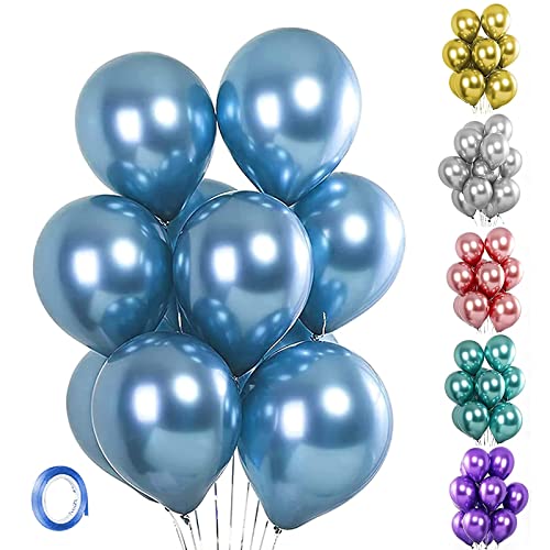Unisun Luftballons Metallic, 20 Stück 12 Zoll Dick Chrom Metallic Blau Ballons Helium Glänzender Ballon für Geburtstag Baby Shower Hochzeitstag Festival Karneval Partydekorationen (Blau) von Unisun