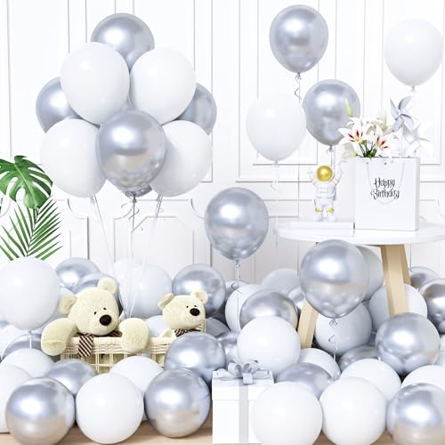 Unisun Luftballons Weiß und Silber, 60Stück 12Zoll Ballons Matt Weiß Silber Latex Luftballon Mädchen Frauen Babyparty Geburtstag Hochzeit Jubiläum Abschlussfeier Verlobung Bachelor Brautparty Deko Unisun Luftballons Weiß und Silber, 60Stück 12Zoll Ballons Matt Weiß Silber Latex Luftballon Mädchen Frauen Babyparty Geburtstag Hochzeit Jubiläum Abschlussfeier Verlobung Bachelor Brautparty Deko von Unisun