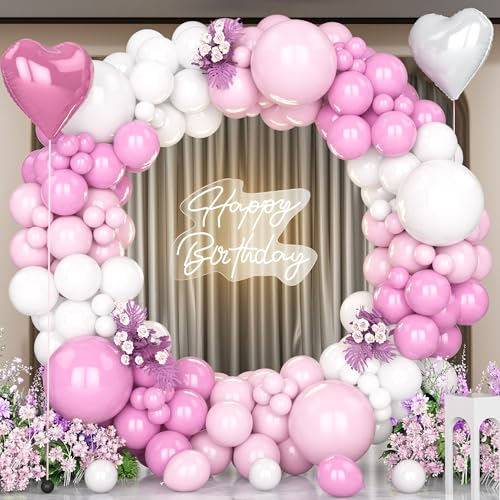 Unisun Rosa Weiße Ballons Bogen Kit, 147pcs Pastellrosa Weiße Luftballons Girlande mit 18'' rosa Herz Folie Ballons für Mädchen Frauen Geburtstagsparty Dekor Hochzeit Jubiläum Baby Shower Engagement Unisun Rosa Weiße Ballons Bogen Kit, 147pcs Pastellrosa Weiße Luftballons Girlande mit 18'' rosa Herz Folie Ballons für Mädchen Frauen Geburtstagsparty Dekor Hochzeit Jubiläum Baby Shower Engagement von Unisun