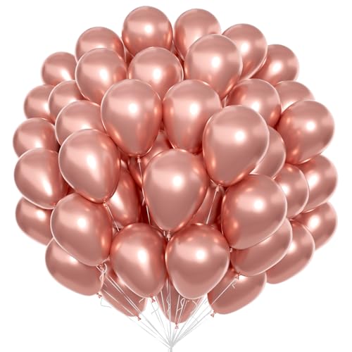 Unisun Rose Gold Luftballons 100Pcs, 12 Zoll Metallic Chrom Rosegold Latex Ballons Pack für Ballon Bogen Kit Geburtstag Hochzeit Baby Shower Karneval Veranstaltungen Party Dekorationen von Unisun