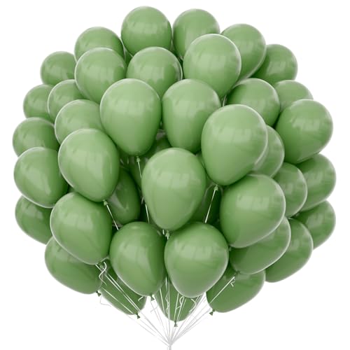 Unisun Salbei Grüne Luftballons 100Pcs, 12 Zoll Olivgrüne Latex Ballons Pack für Grune Thema Ballon Bogen Kit Geburtstag Hochzeit Baby Shower Karneval Veranstaltungen Party Dekorationen von Unisun