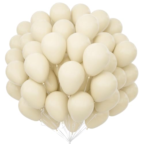 Unisun Sand Weiße Luftballons 100Pcs, 12 Zoll Weißer Sand Latex Ballons Pack für Weiße Thema Ballon Bogen Kit Geburtstag Hochzeit Baby Shower Karneval Veranstaltungen Party Dekorationen von Unisun